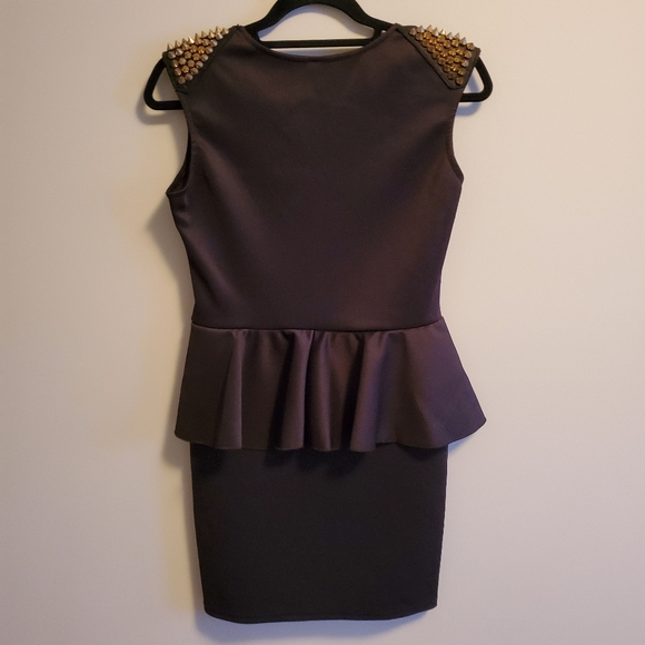 Twik Black Peplum Cocktail Dress - Picture 3 of 6